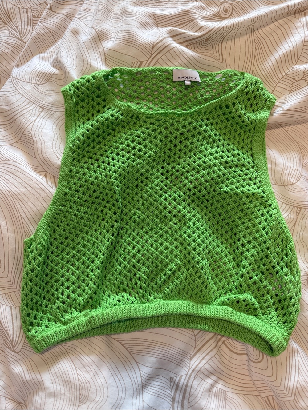 M We Wore What Onia Bright Green Cropped Crochet Tank